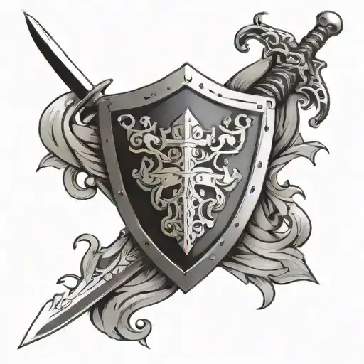 Shield Crossed Sword Vertically