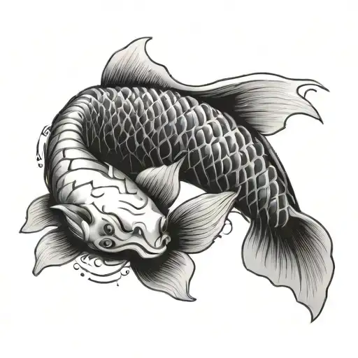 1 Long Koi Fish Tattoo No Background