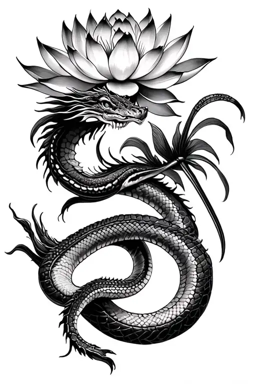 Snake Lotus Flower Dragon Fly