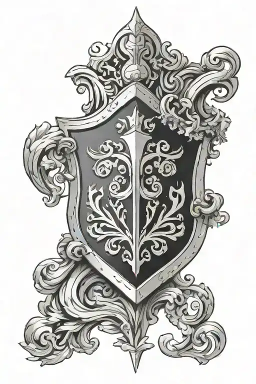 Fantasy Shield With Scroll