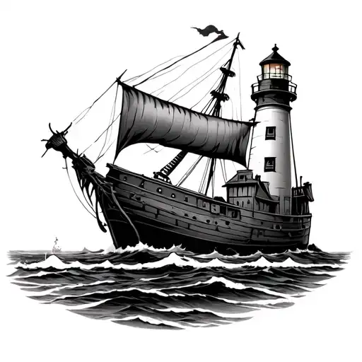 Shipwreck On Lighthouse Island