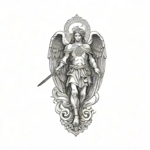 Saint Michael With Bible Verse Intertwined