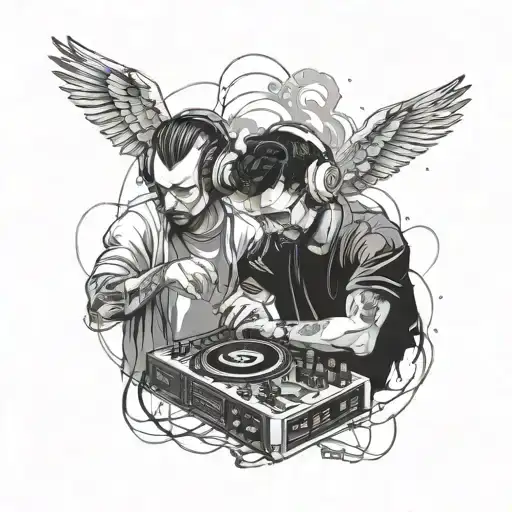Dj On Console With A Friend Picture Only Outerlines