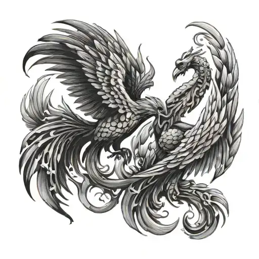 Two Pheonix As Pisces And Scorpio Zodiac Sign Intertwined