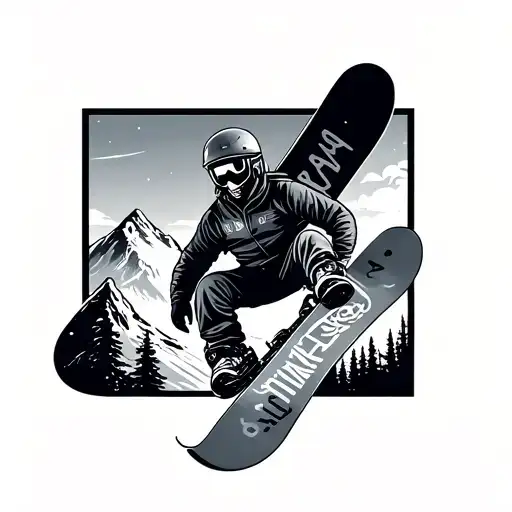 Snowboard And Mountain