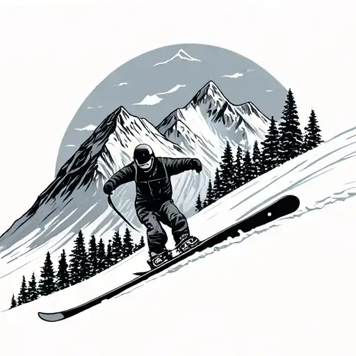 Snowboard And Mountain Minimalistic