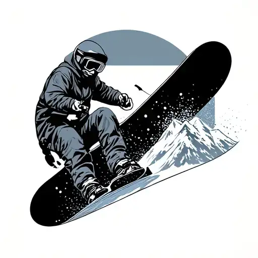 Snowboard And Mountain Minimalistic