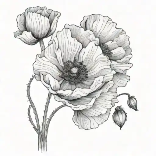 Fine Line Poppy Flowers Blooming
