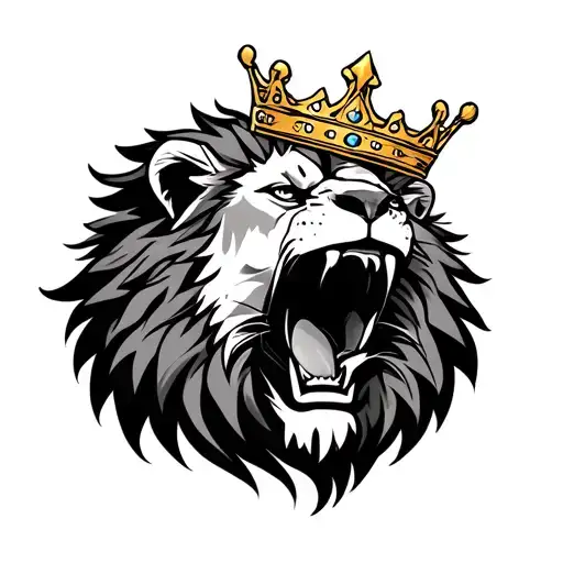 Lion Roaring With Crown