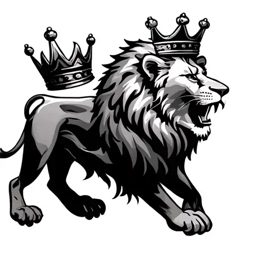 Lion Roaring With Crown