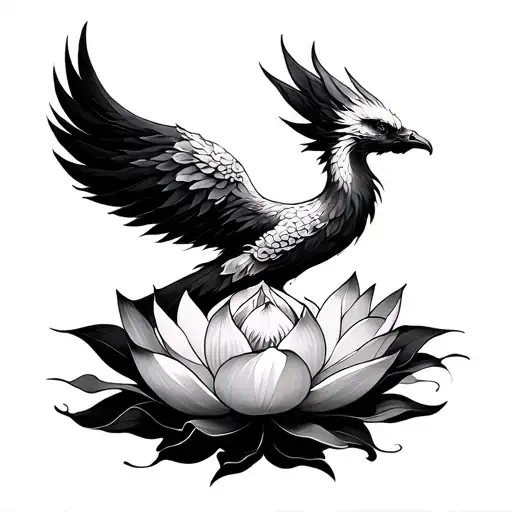 Phoenix Rising From Lotus