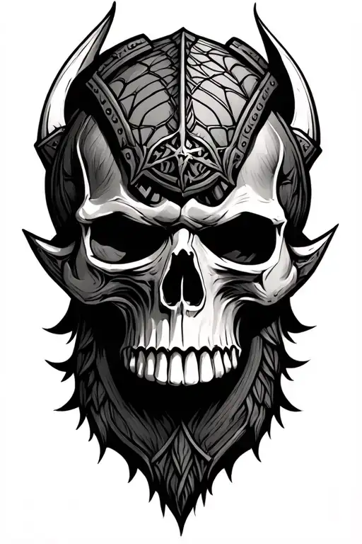 Viking Skull With Cobb Webs
