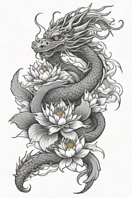 Dragon And Lotus Flower