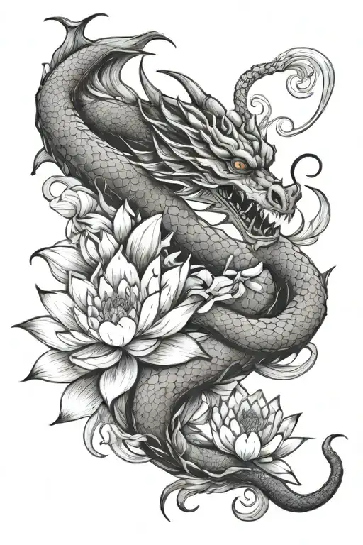 Dragon And Lotus Flower