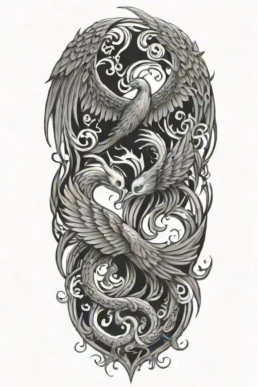 Two Phoenix Rising From The Ashes Forming The Pisces And Scorpio Zodiac