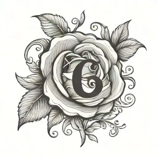 Letter J And Rose Flower