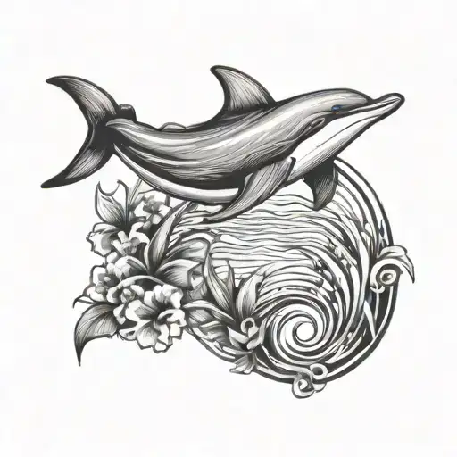 Stamp Tattoo Hawaii With Dolphin