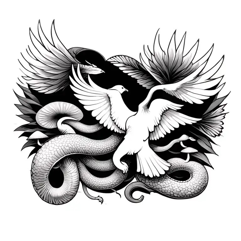 Dove Flying Psychedelic Mushroom Dmt Elephant God Serpent
