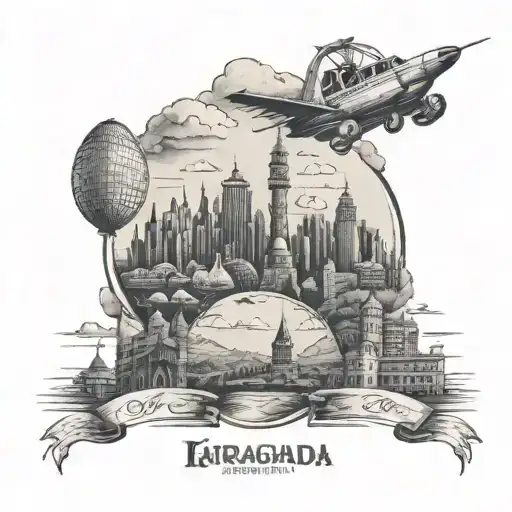 A Black And Grey Tattoo Of Iconic Locations In Karaganda With Hidden References To Tony Montana