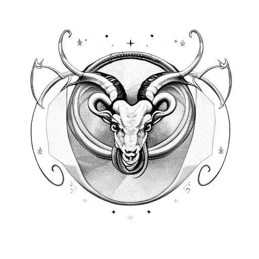 Aries And Sagittarius Zodiac Symbols Intertwined With Magical Elements
