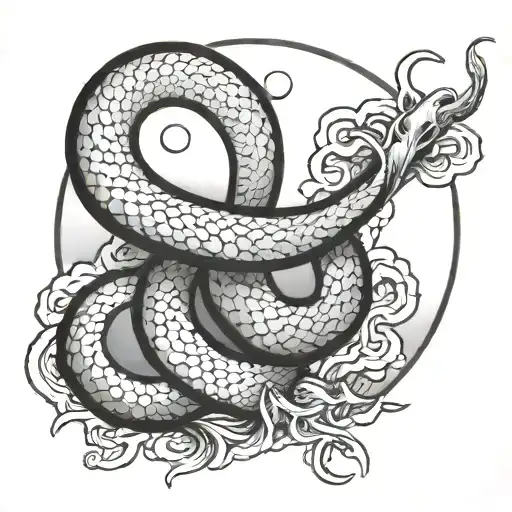 Japanese Style With Moon And Snake