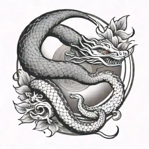 Japanese Style With Moon And Snake