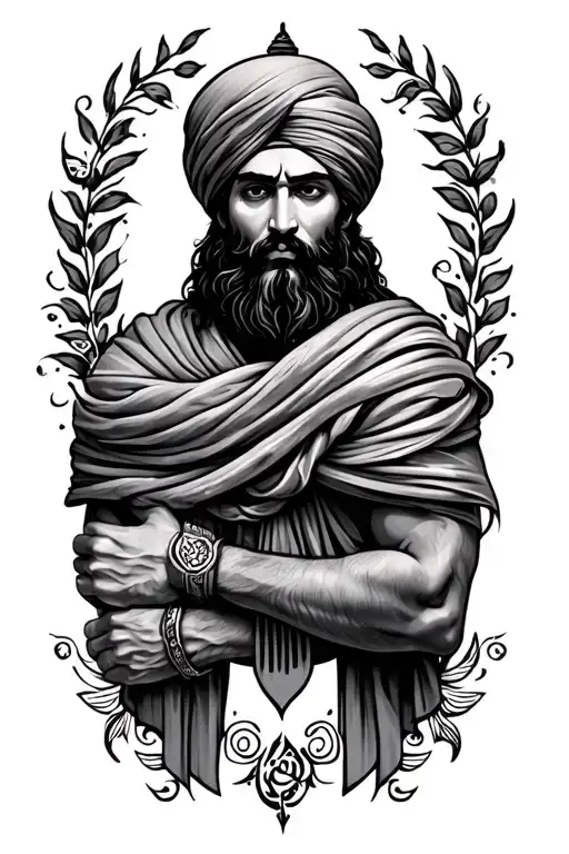 Sikh Arm Tattoo Featuring Iconic Symbols