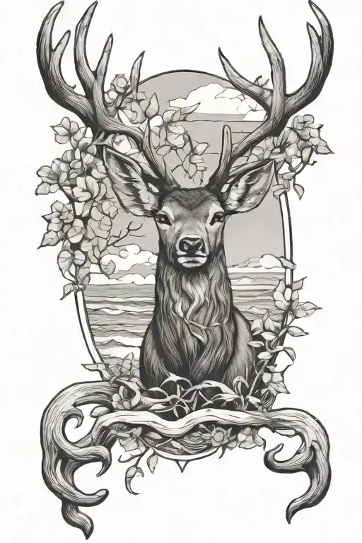 Beach And Deer Antlers