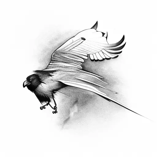 Crow In Flight On Forearm