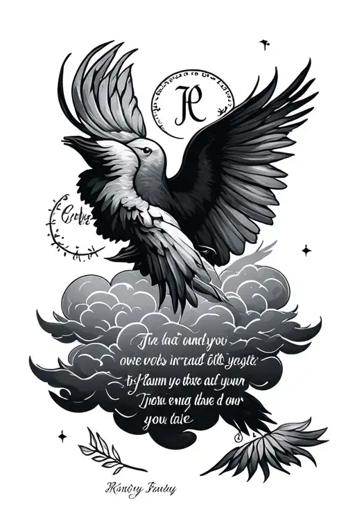 Family Initials And Bible Verse With Clouds