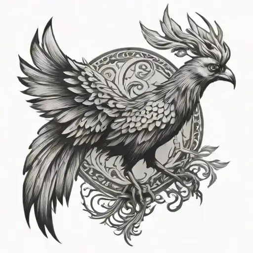 Phoenix Bird Inside A Tree Of Life