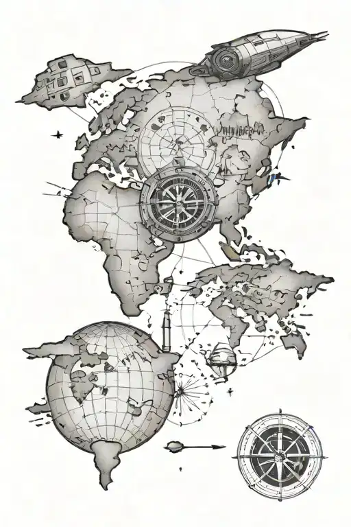 World Map Atlas With A Small Compass And Star Wars Republic Symbol