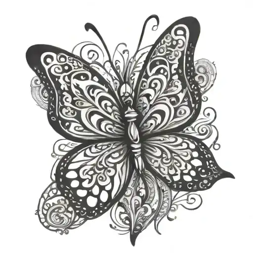 Unalome Symbol With Butterfly