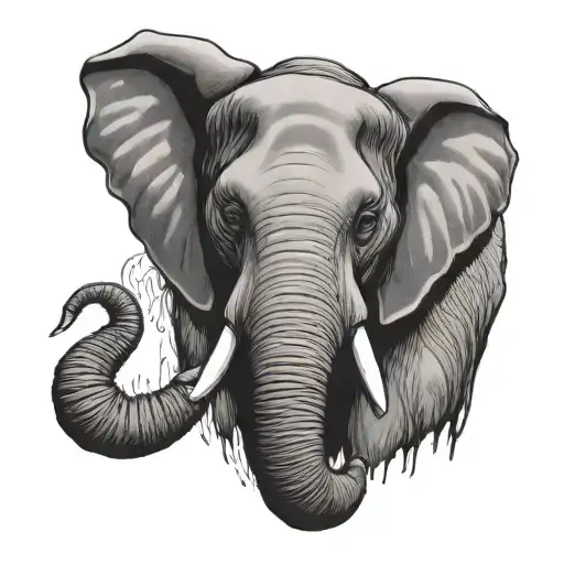 Elephant Head Tattoo Holding