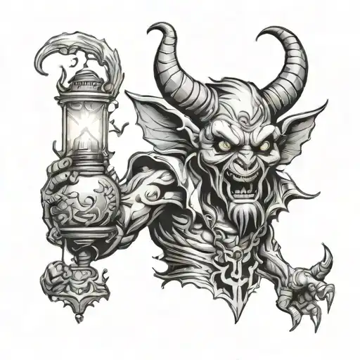 A Gothic Devil Holding A Lantern