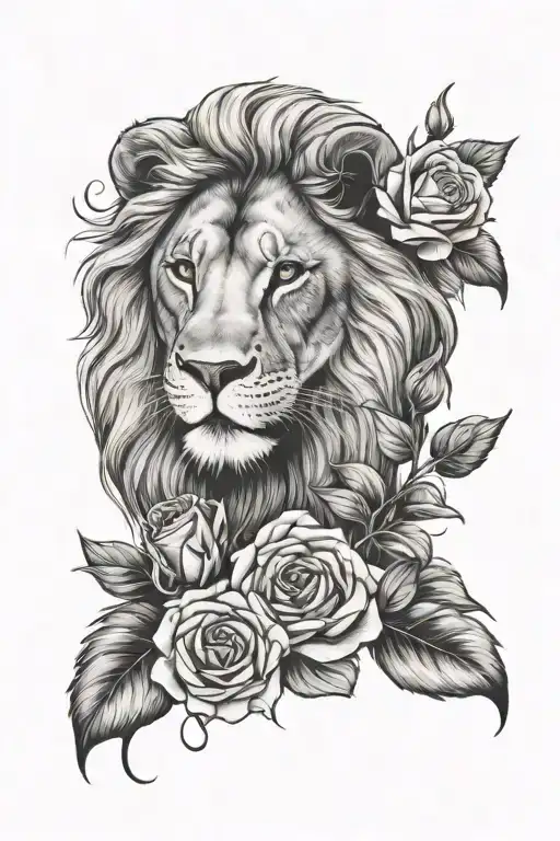 Lion And Roses Growing
