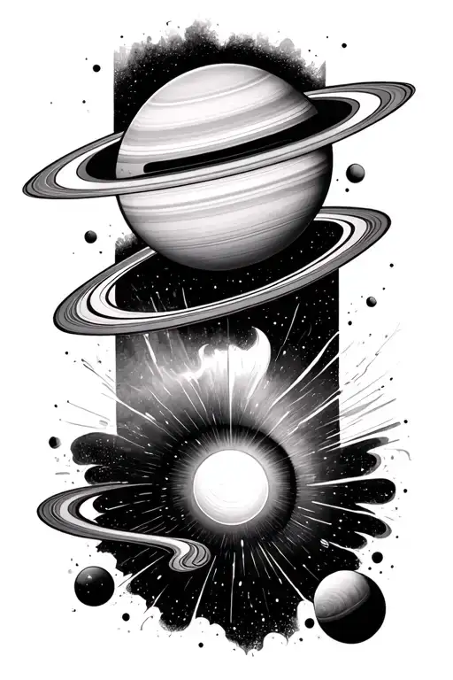 Saturn And Black Hole