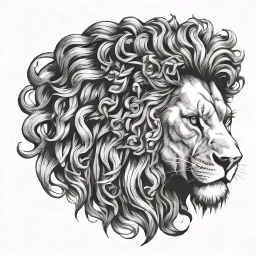 A Woman With Curly Hair Transforming Into A Fierce Lion