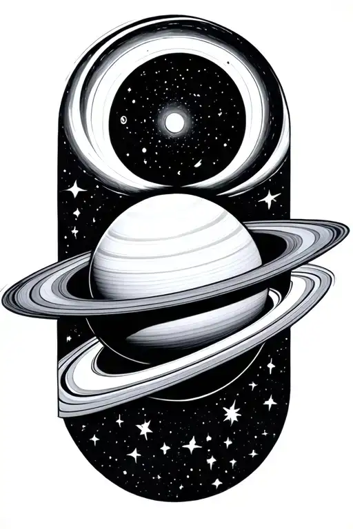 Saturn And Black Hole