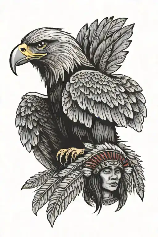 Eagle And Red Indian Woman