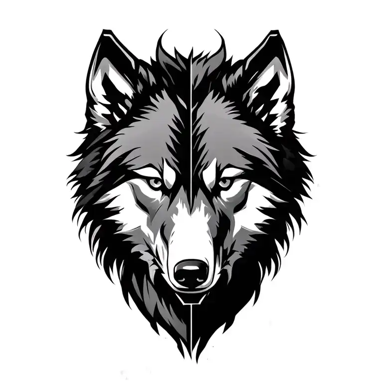 Half Mechanical Wolf Head Only