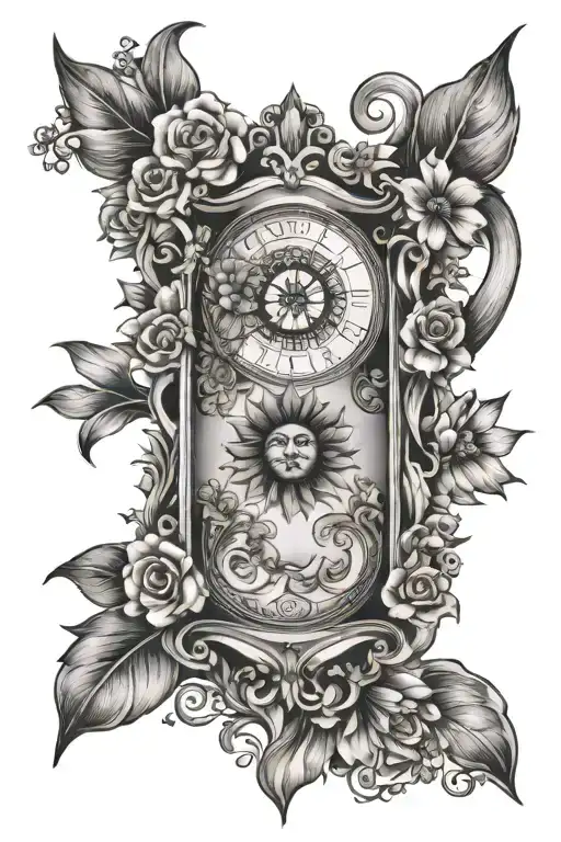 Floral Hour Glass Sun And Moon