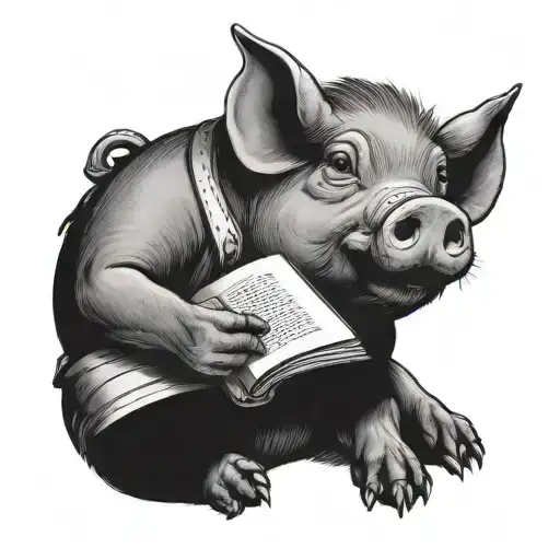 Traditional Style Pig Reading A Book