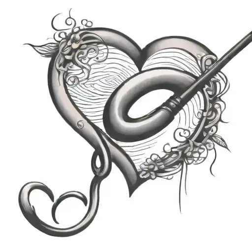 Fishing Hook Fishing Pole With Fingerprint Heart