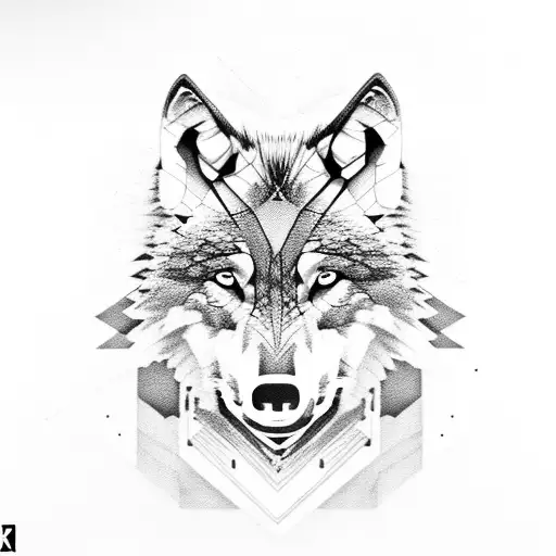 Wolf Head Surrealism From The Forest Around The Forest Are Geometrical Moon Phases