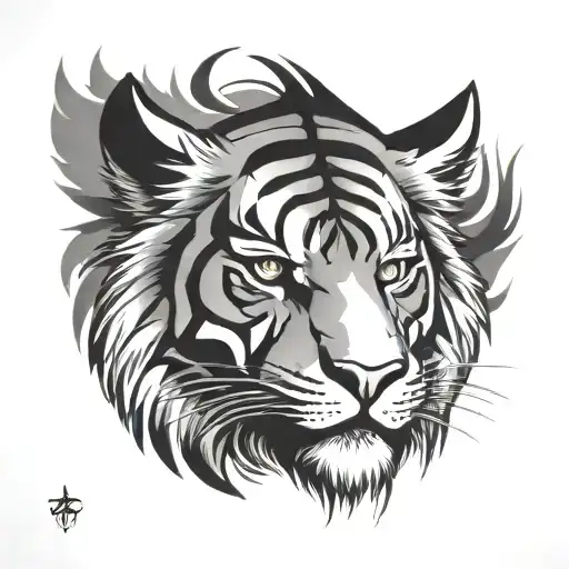 Tribal Tiger Head With Hidden Vesna