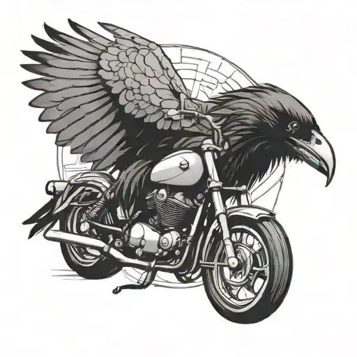 Crow Outline With A Motorycle Inside It