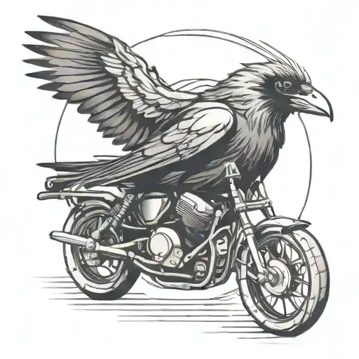 Crow Outline With A Motorycle Inside It