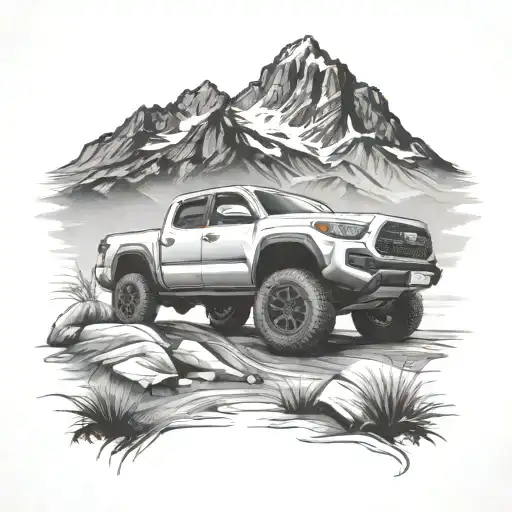 Toyota Tacoma Off Roading With Mountain In Background