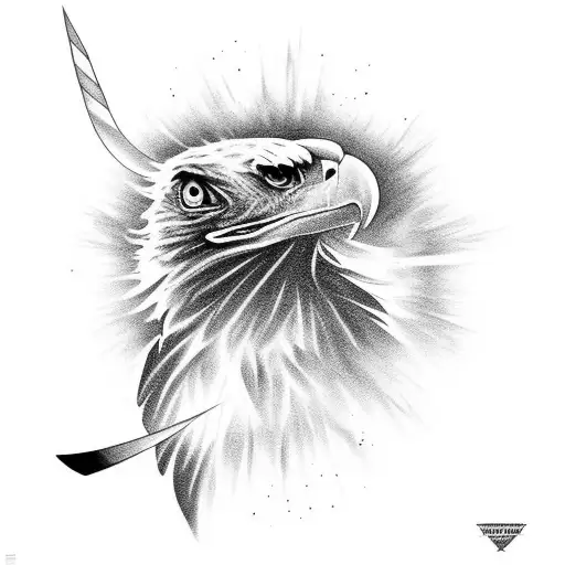 Hockey Stick Lightning And The Number 5 With A Nature Background With A Bald Eagle